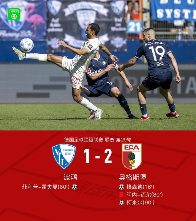 波鴻奧格斯堡1-2，埃森德霍夫曼進球，柯米爾制勝。
