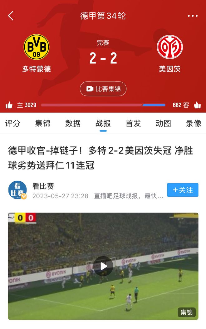 美因茨逼平多特，助拜仁奪冠。兩年后，再戰(zhàn)冠軍局。