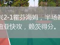 門興2-1霍芬海姆，半場基亞羅迪亞快攻，賴茨得分。